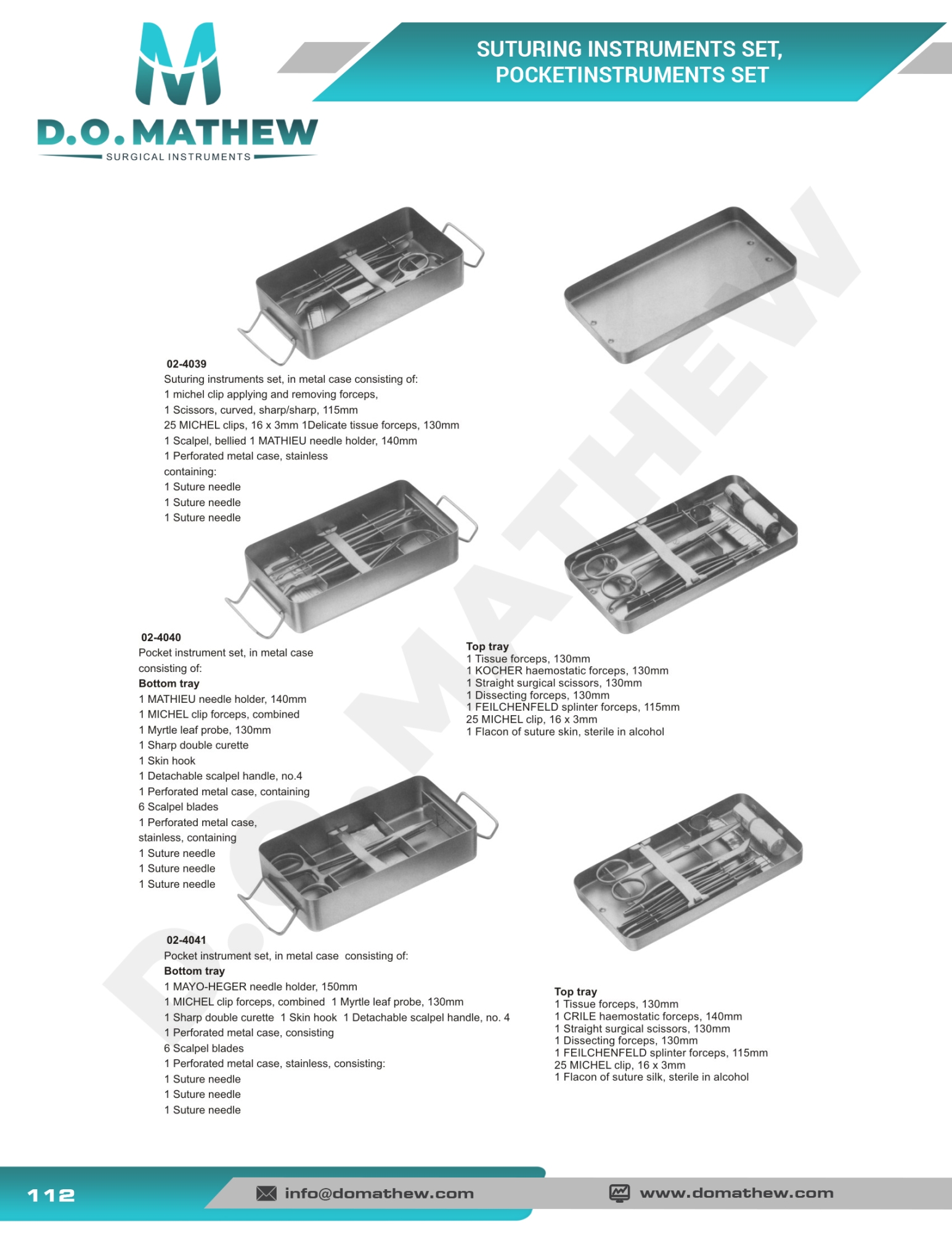 Suture Instruments, Needles, Probes, Applicators, Pocket Instruments Set